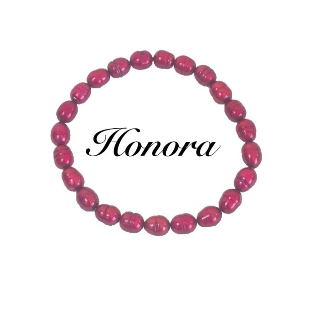 HONORA Pearl Stretch Bracelet Cherry Red Cultured Stretch Pearls